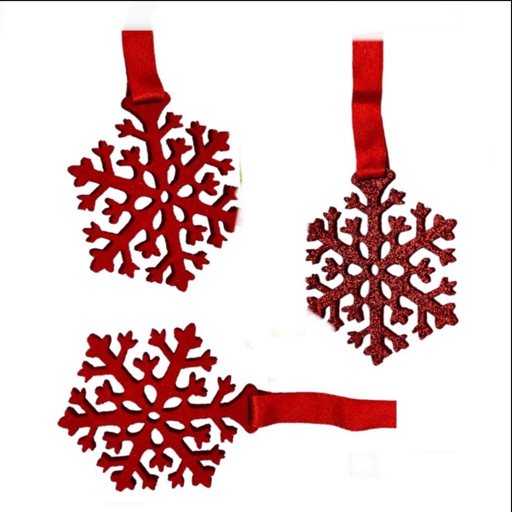 Red Glitter Felt Snowflake Christmas Gift Tag Decorative Accent Craft Supplies